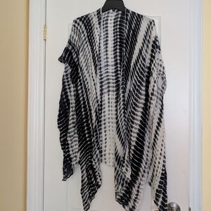 Michael Stars Black and White Tie-Dye Shawl
